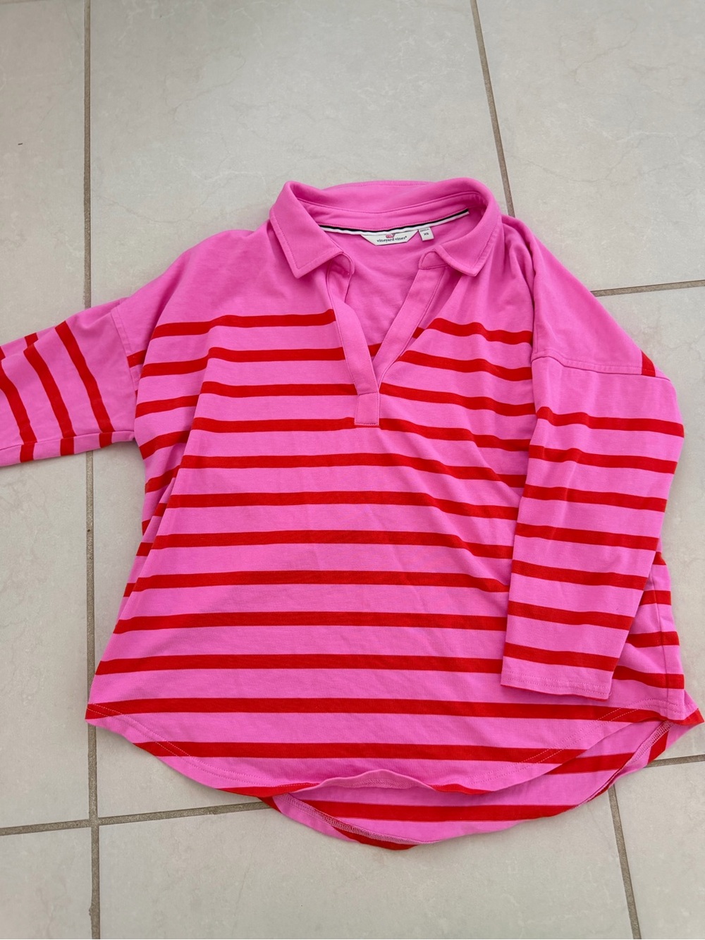 Vineyard Vines Pink & Red Striped Pullover